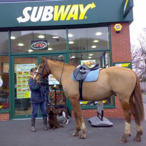 Sue and Sovereign outside Subway 240208